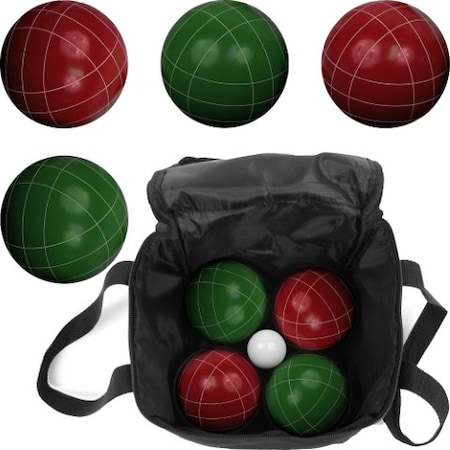 Toy Time Bocce Ball Set Outdoor Family Game for Backyard, Lawn, Beach, Includes Red and Green Balls and Case 654361ATQ